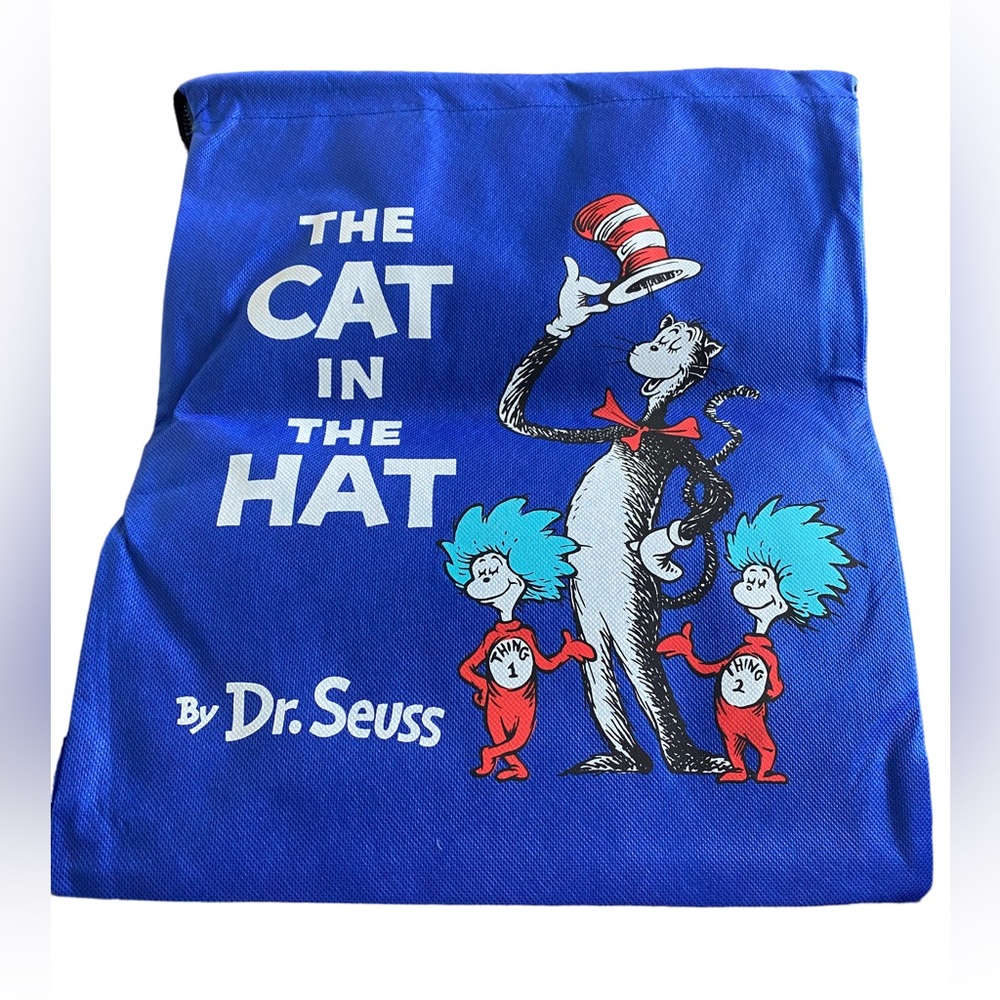 Dr. Seuss Nonwoven Blue Drawstring Bag THE CAT IN THE HAT